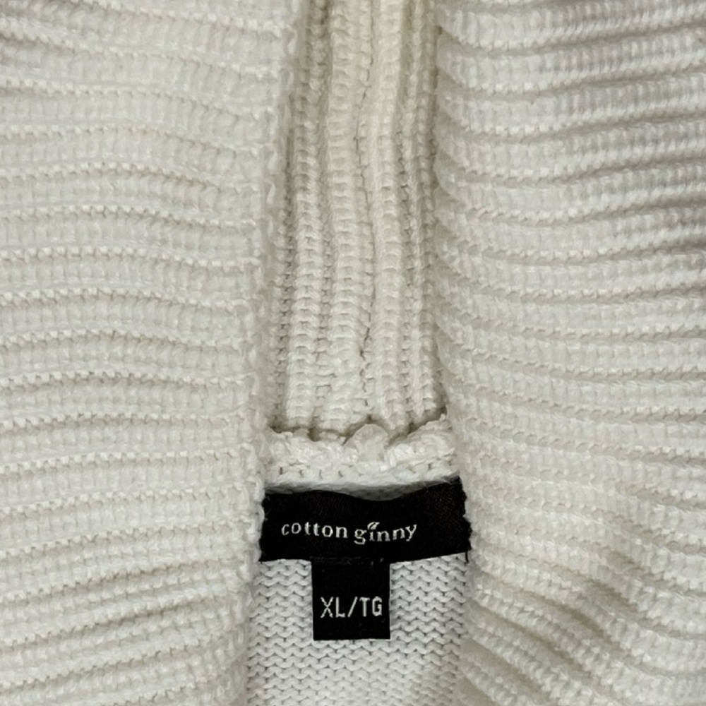 Cotton Ginny Knit Cotton Blend Women's Cozy White Sweater XL Fisherman Core - Picture 4 of 6